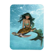 Mermaid with Sea Turtle Flexible Magnet