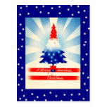 Merry American Christmas Patriotic Tree postcard