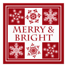 Merry and Bright Christmas Holiday Party Snowflake Personalized Announcement