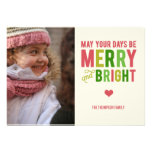 Merry and Bright Christmas/ Holiday Photo Card Custom Invitation