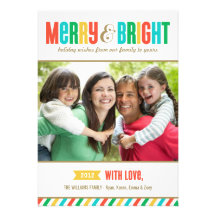 Merry and Bright Holiday Photo Card | Bold Colours Personalized Invitations