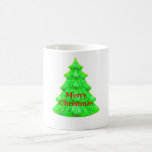 Merry Christ Christmas Tree Yellow Green White OL Mugs