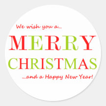 Merry Christmas and Happy New Year Round Stickers