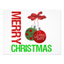 Merry Christmas Bulb Ribbon Ornanment Personalized Announcements