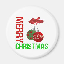 Merry Christmas Bulb Ribbon Ornanment Refrigerator Magnets