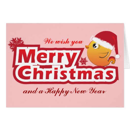 Merry Christmas cartoon baby bird greeting card