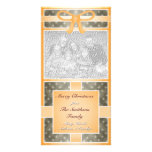 Merry Christmas Custom Photo Orange Brown Customised Photo Card