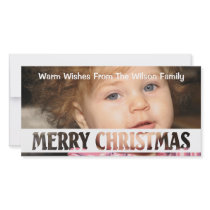 Merry Christmas Cut Out Text Personalized Photo Card