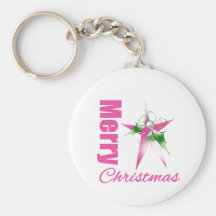 Merry Christmas Decorated Star Keychain