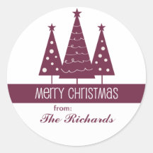 Merry Christmas Decorated Trees Family Greeting Sticker