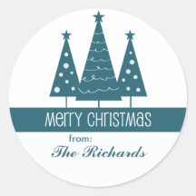 Merry Christmas Decorated Trees Family Greeting Sticker