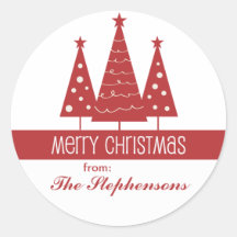 Merry Christmas Decorated Trees Family Greeting Sticker