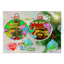 Merry Christmas Dinos Cut & Fold Craft Card