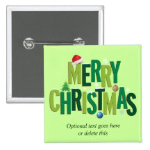 Merry Christmas Elements Green Pin