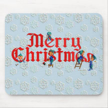 MERRY CHRISTMAS ELF PAD by SHARON SHARPE Mouse Pads