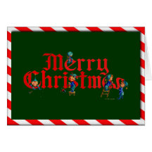 MERRY CHRISTMAS ELVES & STRIPES by SHARON SHARPE Cards