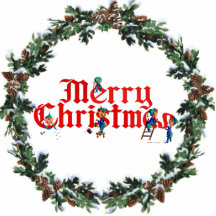 MERRY CHRISTMAS ELVES & WREATH by SHARON SHARPE Photo Sculpture