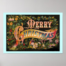 Merry Christmas floral design Poster
