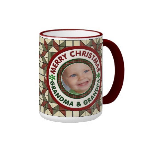 Merry Christmas Grandma and Grandpa Holiday Photo Mugs