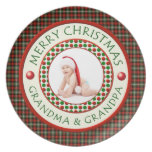 Merry Christmas Grandma and Grandpa Photo Dinner Plate