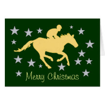Merry Christmas Horse and Stars Greeting Card