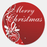 MERRY CHRISTMAS in RED by SHARON SHARPE Round Stickers