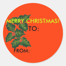 Merry Christmas label present stickers: To & From!