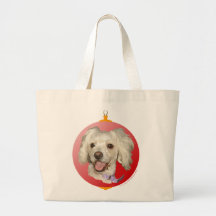 Merry Christmas Little White Dog Poodle / Bichon Bags