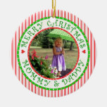 Merry Christmas Mummy and Daddy Photo Candycane Christmas Tree Ornament