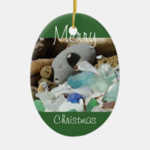 Merry Christmas ornaments custom Seaglass Fossils