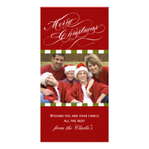Merry Christmas Photo Cards Red Green Stripe