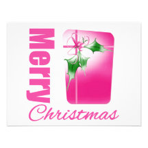 Merry Christmas Pink Whimsical Gift Box v3 Personalized Invites