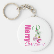 Merry Christmas Pink Whimsical Ornaments v2 Keychains