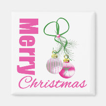 Merry Christmas Pink Whimsical Ornaments v2 Magnet