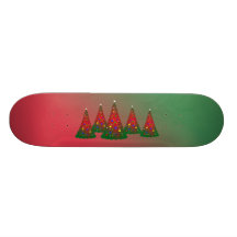 Merry Christmas: Red and Green Christmas Tree Custom Skate Board