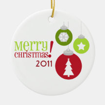 Merry Christmas Red & Green Decorations Ornament