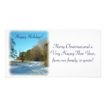 Merry Christmas - Rural Snow Scene Photo Greeting Card