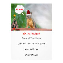 Merry Christmas Squirrel Saying Ho Ho Ho! Invitation