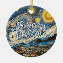 Merry Christmas Starry Night Vincent Van Gogh Ornaments