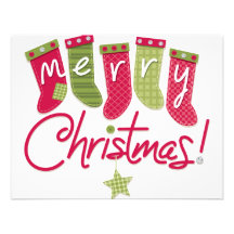 Merry Christmas Stockings Custom Invite