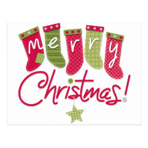 Merry Christmas Stockings Post Cards