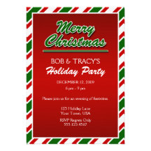 Merry Christmas Striped Holiday Invitation