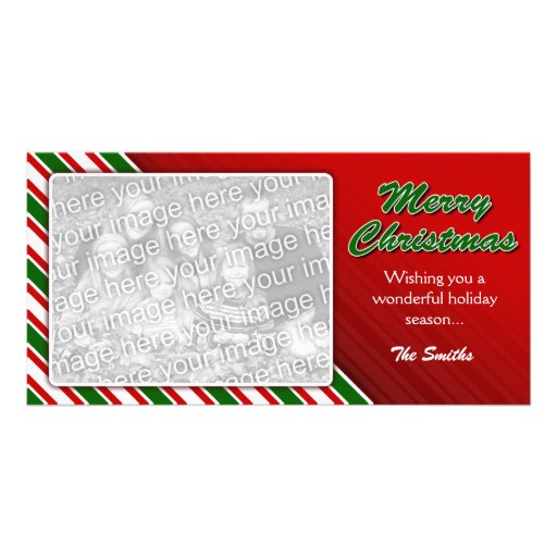 Merry Christmas Striped Photo Card