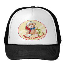 Merry Christmas Teddy Bear Trucker Hat