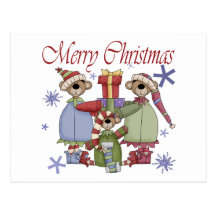 Merry Christmas Teddy Bears Postcards