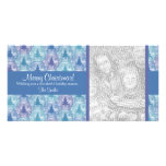 Merry Christmas Trees PhotoCard in Blue and Purple Customised Photo Card