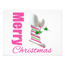 Merry Christmas Whimsical Pink Stocking Personalized Invite