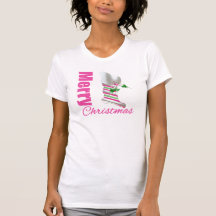 Merry Christmas Whimsical Pink Stocking Tees
