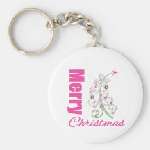 Merry Christmas Whimsical Tree Keychains