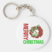 Merry Christmas Whimsical Wreath Key Chains